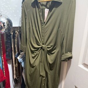 Philosophy Forest Green Button-Down Dress